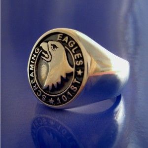 Screaming Eagles 101st Airborne Ring Sterling Silver Size 8 to 13 