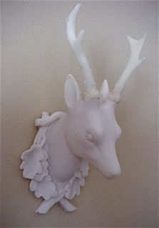 WOW 2 Small White Alabaster Stag Deer Head Wall Decor