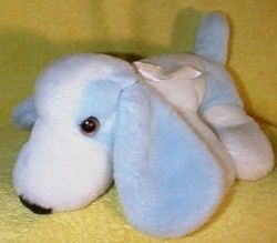 Vintage Blue White Puppy Dog 12 Plush by Dakin 1985