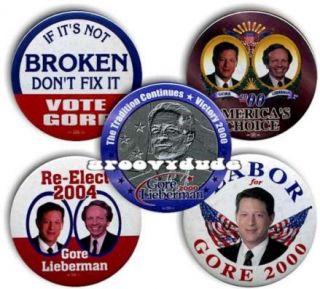 Al Gore Joe Lieberman 2000 Pins Buttons President Political Campaign 