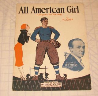 All American Girl Al Lewis Sheet Music College Football Player &Girl 