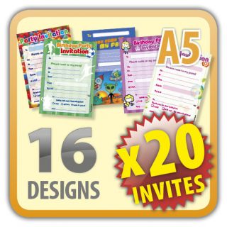 20x Childrens Kids Birthday Party Invitations Invites Pack Pads Blank 