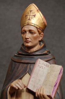 Older Hand Carved Wood Statue of St Albert O P 