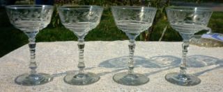 Tall Libbey Rock Sharpe Halifax Champagne Sherbet Glasses No Chips 