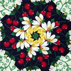 Alanna Kaleidoscope Quilt Blocks Kit Fabric Cherry