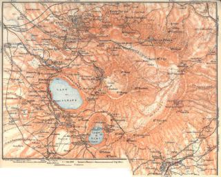 ITALY LAKE ALBANO Area Antique Map Colored 1909