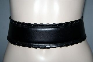 ALAIA PARIS Vintage New Black Leather w Decorative Edges Belt Sz 65 26 