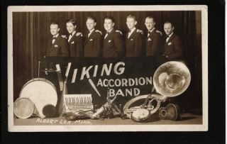 Albert Lea Minnesota MN 1932 RPPC Viking Acordion Band