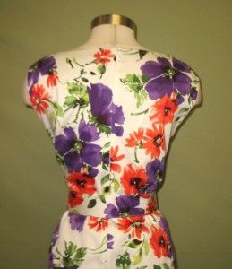 ALEX MARIE Ivory Purple & Orange Flower Wanda Sleeveless Dress 24W 