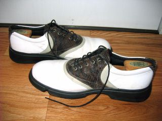    Shoes ECCO White w snake emb Leather oxfords loafers Gore Tex sz 11