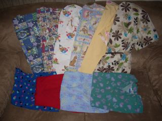 Lot of 10 womens Scrubs Multi Colored and Animated Size Medium and 