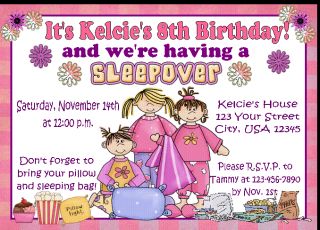 12 Slumber Party Ticket Invitations Sleepover Birthday
