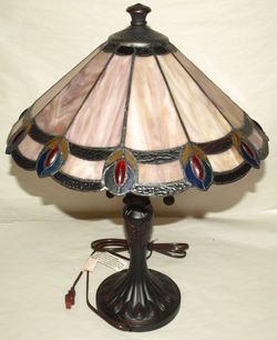 New Table Lamp Dale Tiffany Aldridge Peacock Stained Glass