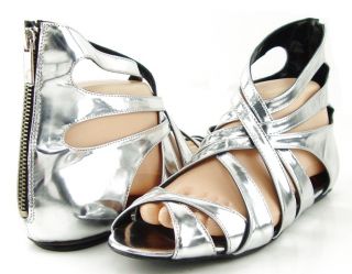 Alejandro Ingelmo Thriller Silver Womens Designer Shoes Ankle Sandals 