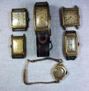 Vintage Lot of Six 10 KT Gold Filled Wrist Watches