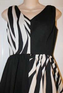   Alfred Werber Black White Knit Zebra Disco Maxi Cher Dress s M