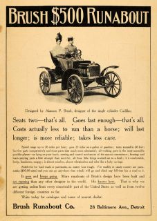 1907 Ad Brush Runabout Alanson Automobile Motor Car Original 