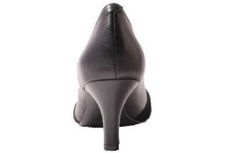 Alex Marie Womens Shoes Black Leather Endura Open Toe Pumps