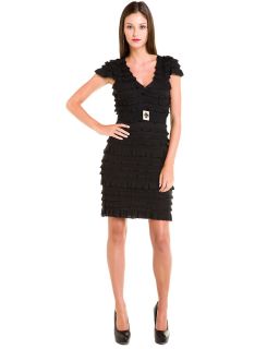 ali ro black belted ruffle knit dress $ 348 00