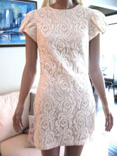 Badgley Mischka Cream Cotton Lace Alexa Chung Mini Dress