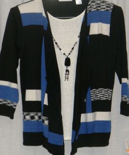Alfred Dunner 2 in 1 Sweater with Necklace Size s M L XL 1x 2X 3X 