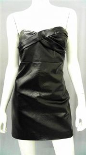 Dylan Alexa Junior XS Leather Empire Semi Formal Dress Black Strapless 