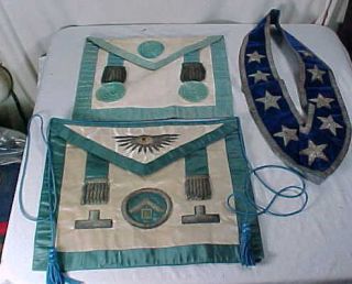 Antique 19th Century Masonic Aprons Sash Lot Alfred M Hasswell