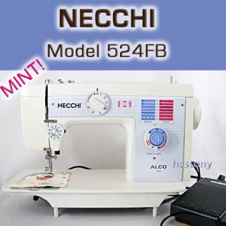 Necchi Heavy Duty Sewing Machine Alco 524FB Mint Cond Looks New Unused 