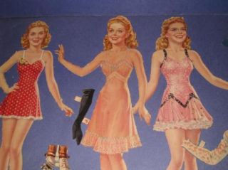 Vintage Alice Faye Paper Doll set 33 Pieces Movie star 4E