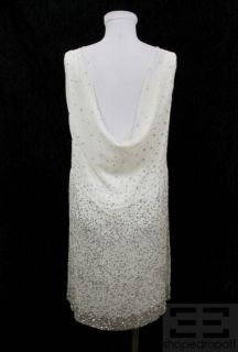Alice Olivia White Silk Chiffon Beaded Sleeveless Dress Size Small New 