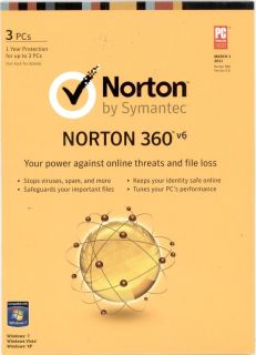   360 6 0 V6 3 PCs 1 Year Retail All In One AntiVirus Internet Security