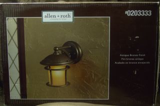 Allen Roth 203333 Outdoor Wall Lantern Sconce Light Antique Bronze 