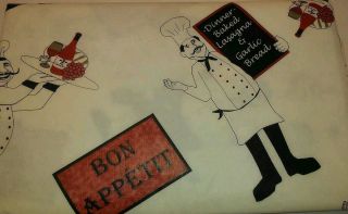Fat Chef French Bistro PEVA Flannel Back Tablecloth Vinyl 52 x 90 