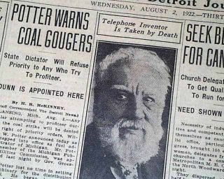 Alexander Graham Bell Telephone Inventor Death 1st Report in 1922 Old 