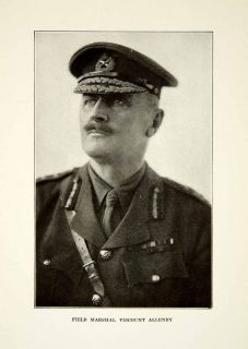 1922 Print Field Marshal Viscount Allenby Jerusalem Uniform Military 