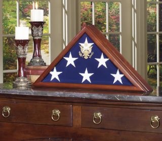US Veteran Deluxe Military Memorial American Wood Burial Flag Display 