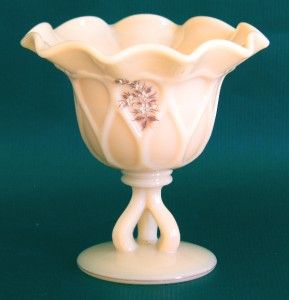 Westmoreland Glass Almond Compote Beaded Bouquet Vintage