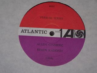 Allen Ginsberg Kaddish Atlantic 1966 1st Press UNPLAYED
