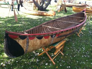 Vintage Algonquin Indian or Maniwaki Birch Bark Canoe Rare Nice 