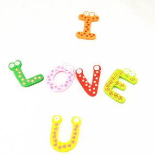   Cute Set of 26 Letter Wooden Fridge Magnets Alphabet Toy Small