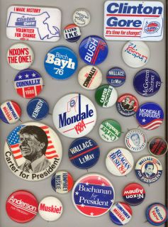PRESIDENTIAL BUTTON LOT Pinbacks PINS Kennedy STATES RIGHTS Ike CARTER 