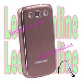 Hard Plastic Metal Case Brown for Samsung Galaxy S3 SIII Metal Stylus 