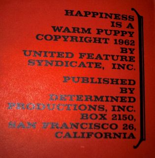 Charles M Schulz Happiness Is A Warm Puppy 1962 HB `