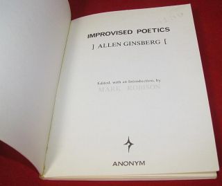 Improvised Poetics by Allen Ginsberg, 1972 PB Book   Beat Generation 