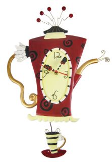 Allen Designs Steamin` Tea Teapot Pendulum Wall Clock