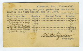 altamont kansas report card postcard 1905