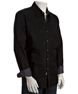 Robert Graham Mens Black Unique Altamont Button Up Long Sleeve Shirt 
