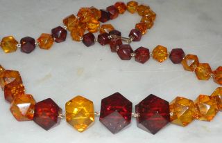    Necklace Two Color Faceted Amber and Cherry Amber Graduated Beads