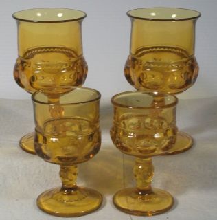   Glass Kings Crown Thumbprint Amber Drinking Glasses Goblets