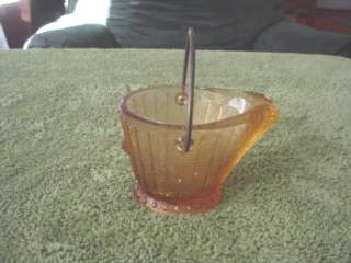 Amber Depression Glass Miniature Coal Bucket RARE